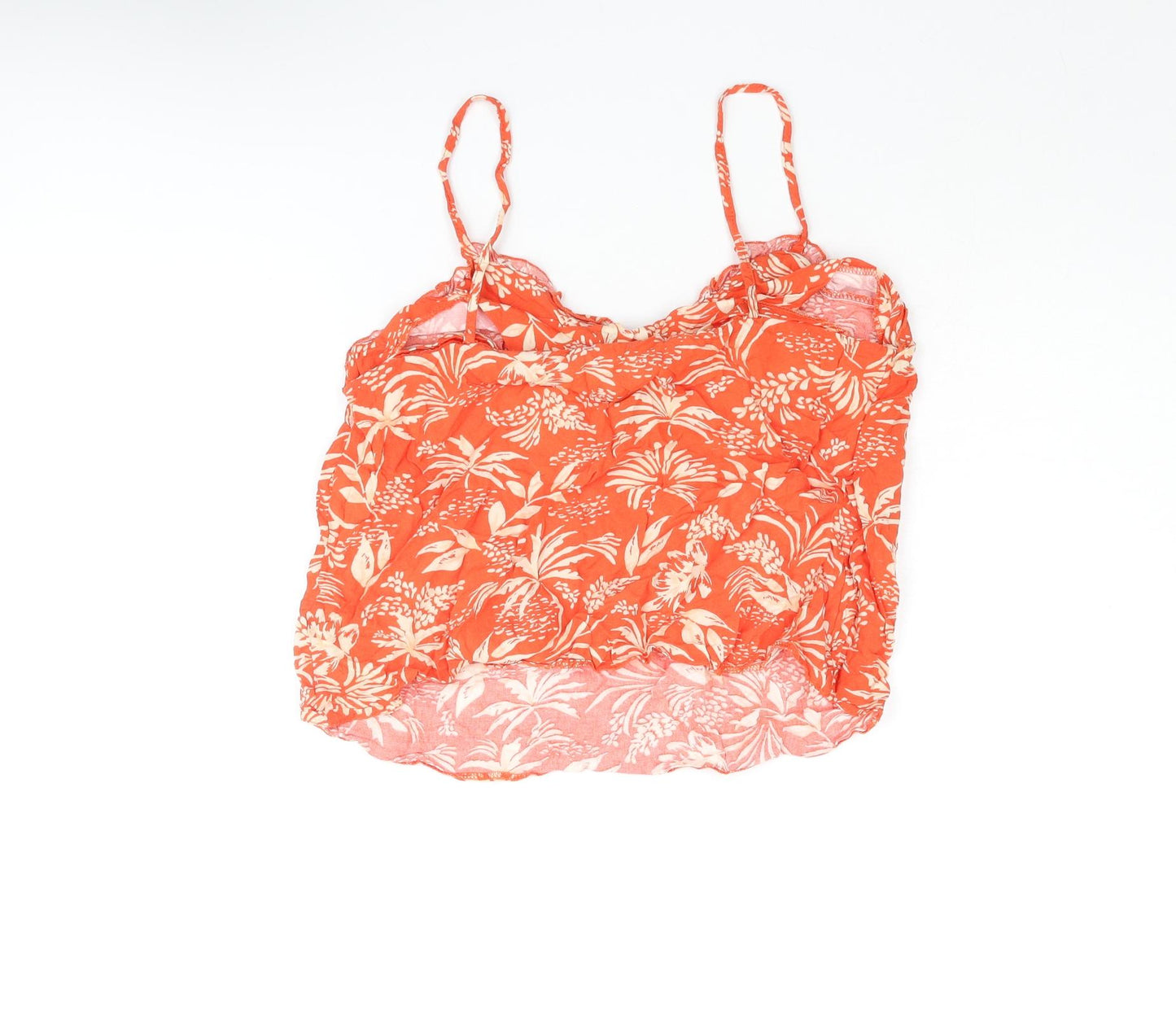 New Look Womens Orange Geometric Viscose Camisole Blouse Size 10 Scoop Neck - Plant Print