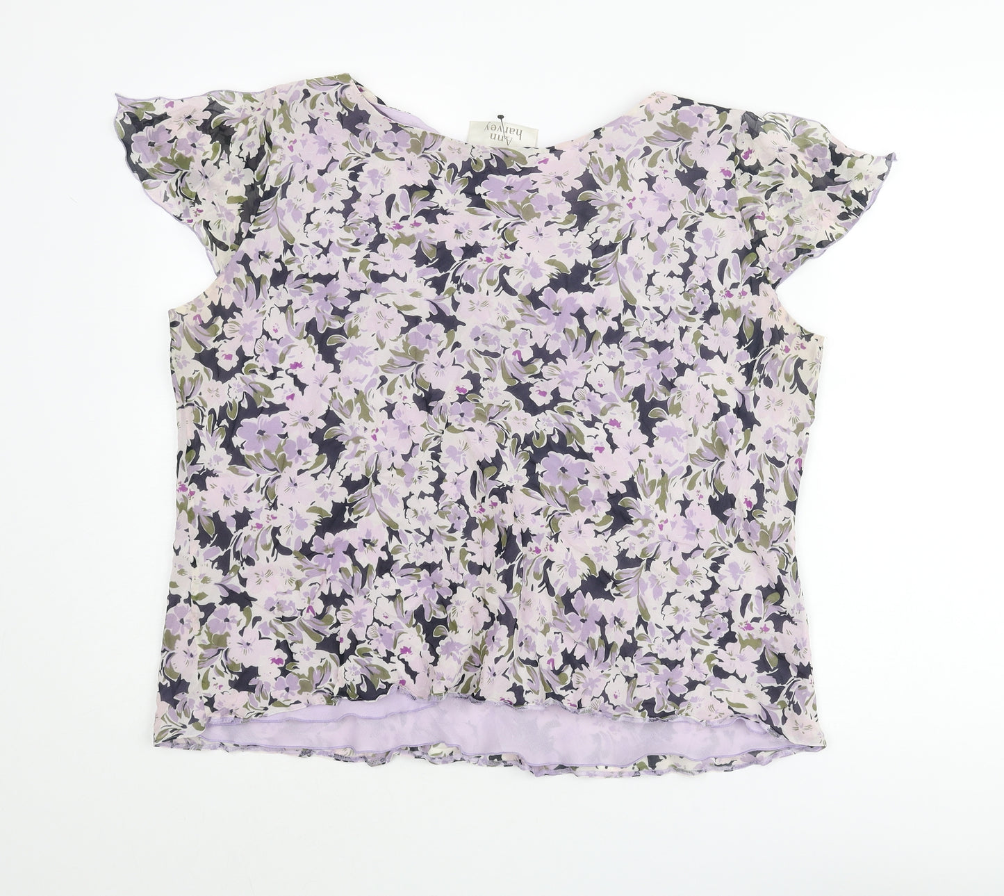 Ann Harvey Womens Multicoloured Floral Polyester Basic Blouse Size 18 Cowl Neck