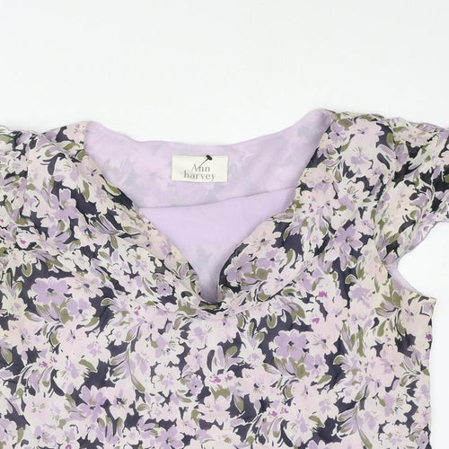 Ann Harvey Womens Multicoloured Floral Polyester Basic Blouse Size 18 Cowl Neck