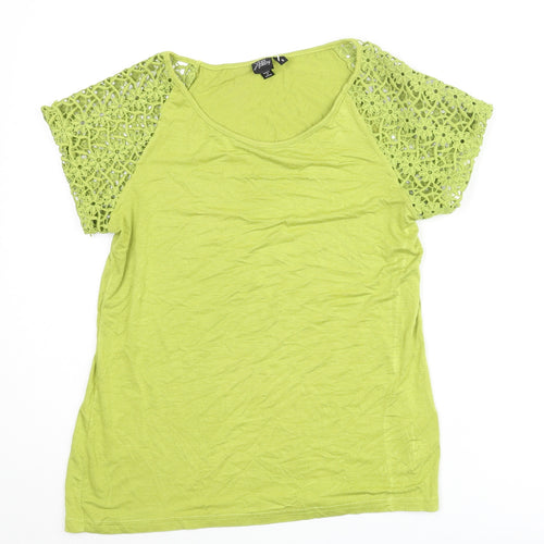 Kerri Kelsey Womens Green Viscose Basic Blouse Size S Round Neck - Lace Sleeve