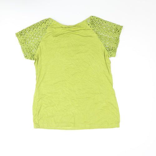 Kerri Kelsey Womens Green Viscose Basic Blouse Size S Round Neck - Lace Sleeve
