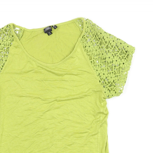 Kerri Kelsey Womens Green Viscose Basic Blouse Size S Round Neck - Lace Sleeve