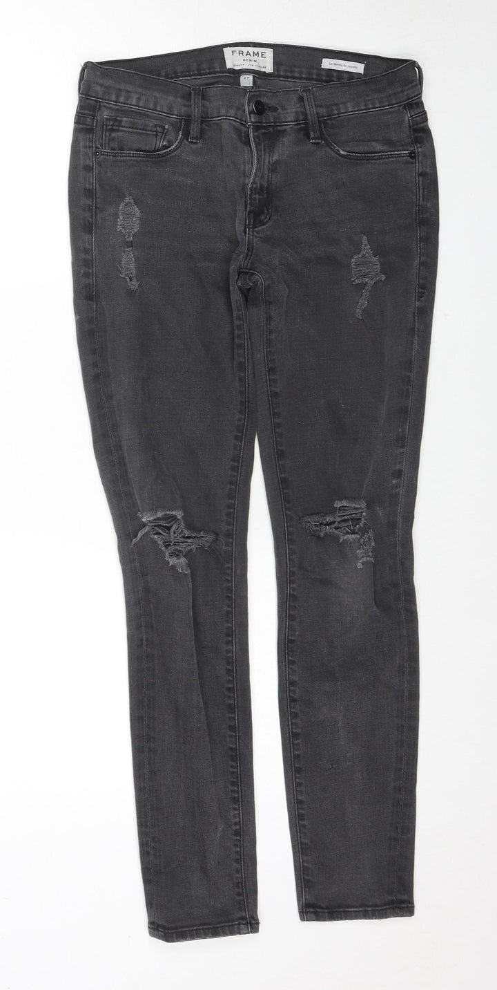 FRAME Womens Grey Cotton Skinny Jeans Size 27 in L28 in Regular Zip