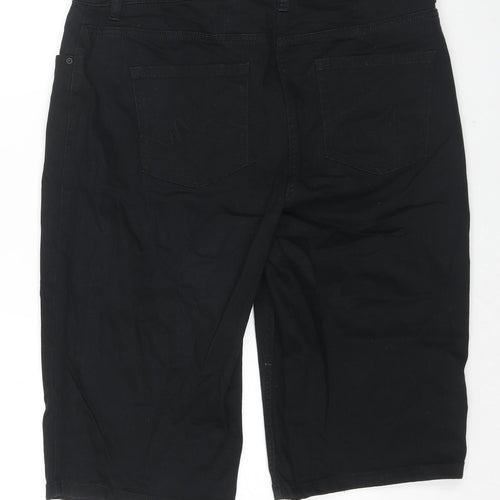 NEXT Womens Black Cotton Skimmer Shorts Size 16 L14 in Regular Zip