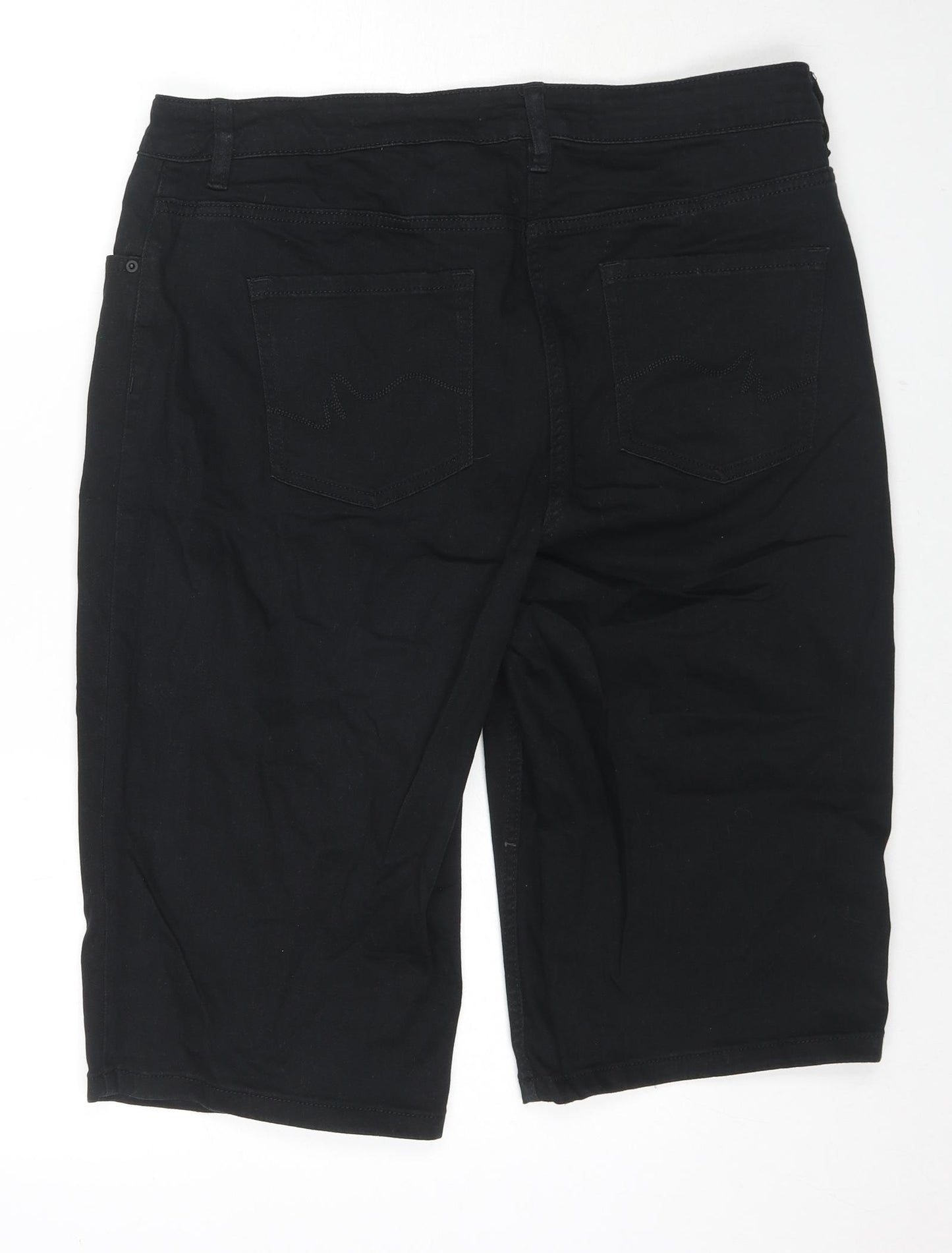 NEXT Womens Black Cotton Skimmer Shorts Size 16 L14 in Regular Zip