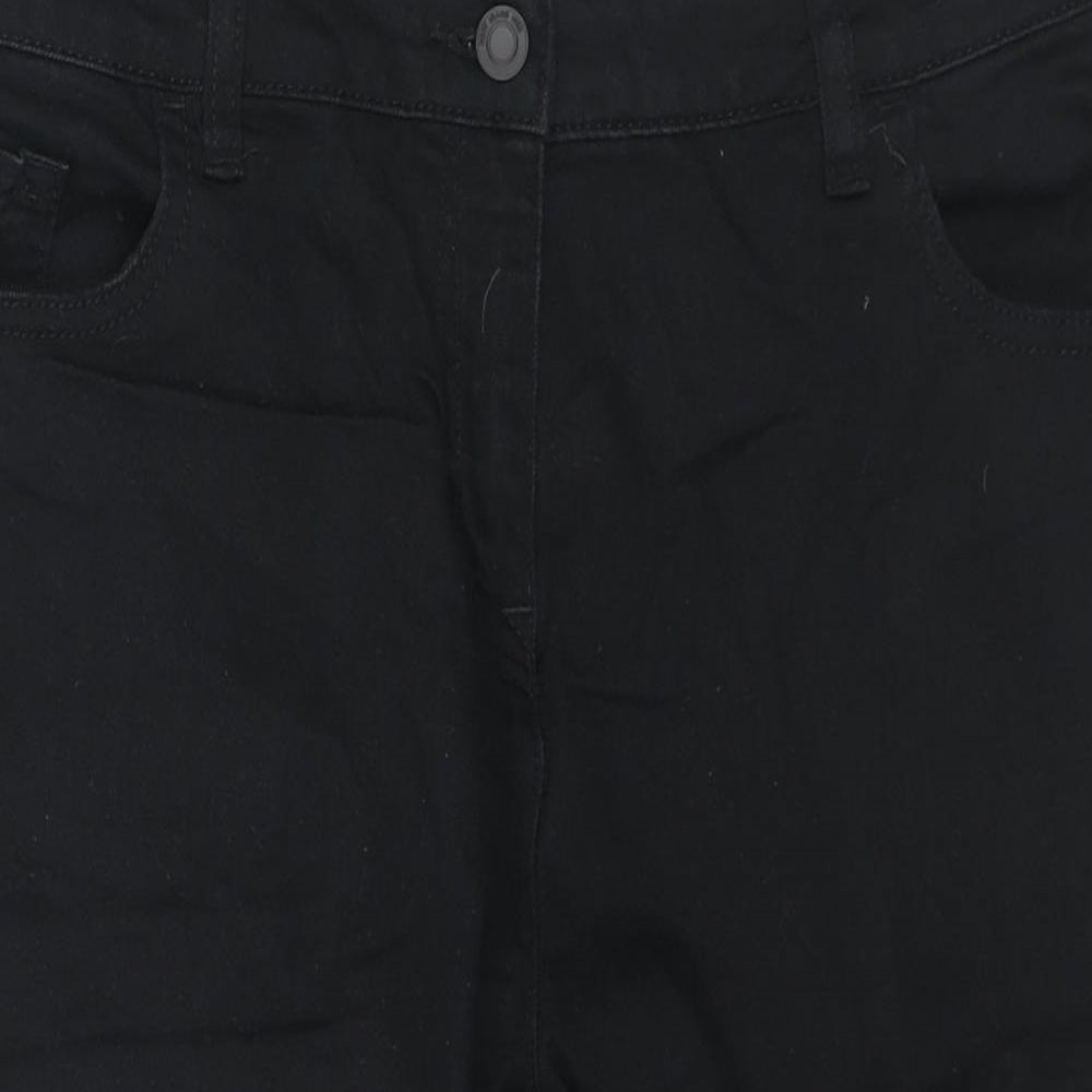 NEXT Womens Black Cotton Skimmer Shorts Size 16 L14 in Regular Zip
