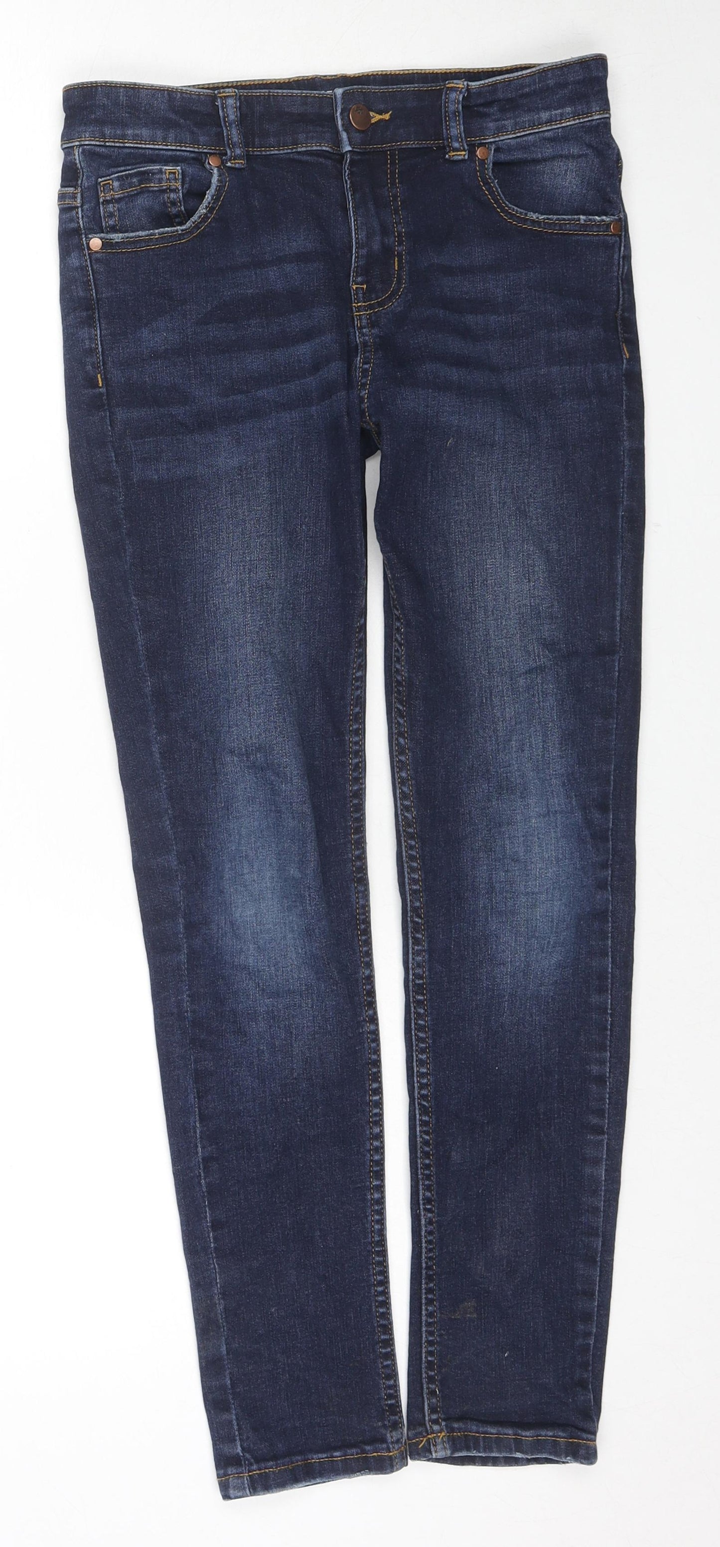 Jeff&Co Girls Blue Cotton Skinny Jeans Size 10-11 Years L26 in Regular Zip