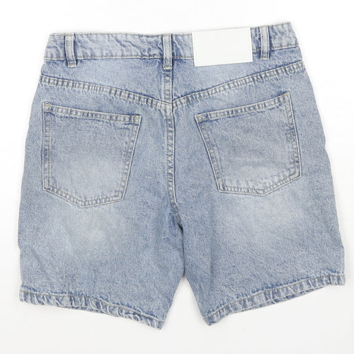 Boohoo Mens Blue Cotton Chino Shorts Size 28 in L6 in Regular Zip