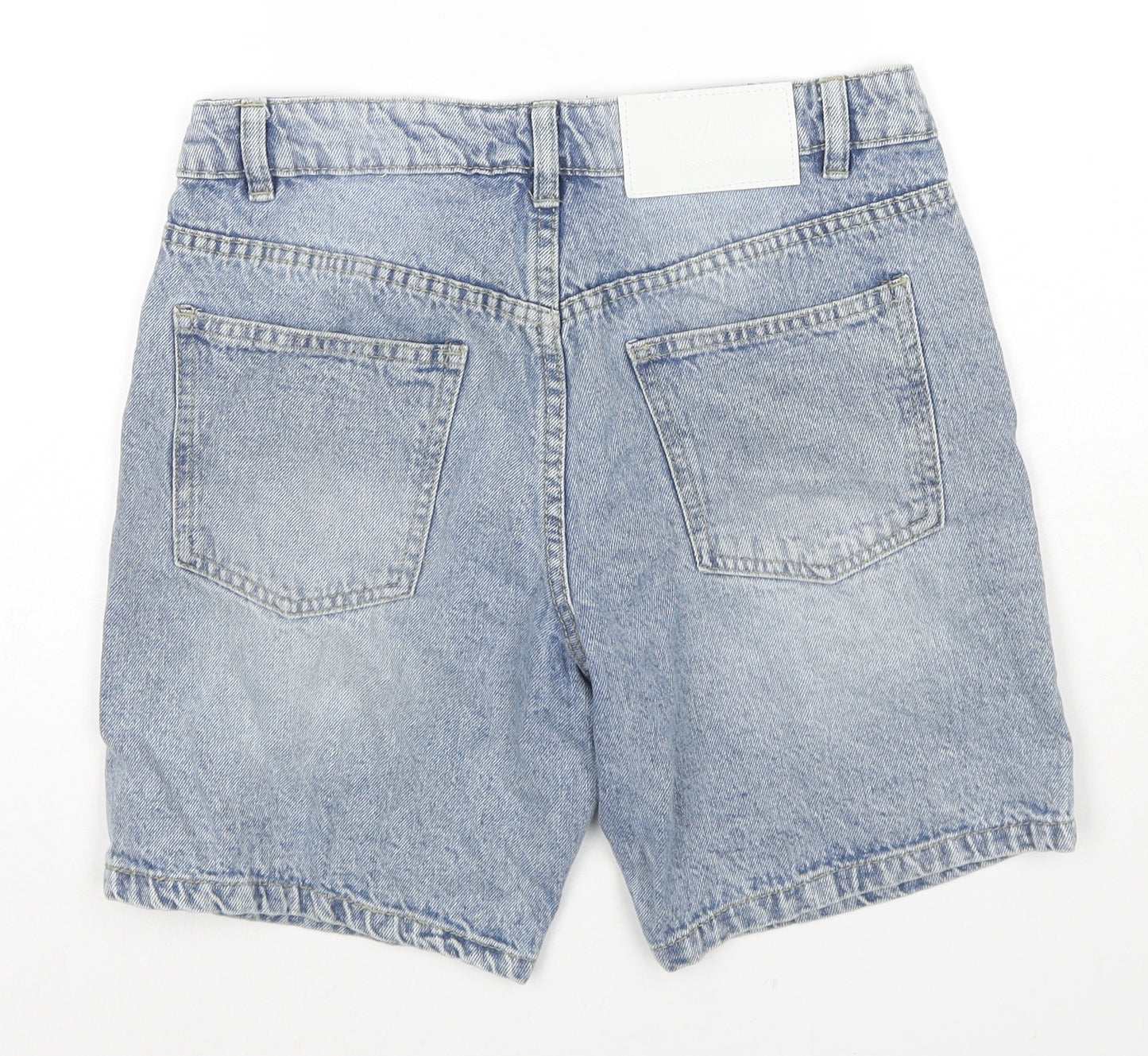 Boohoo Mens Blue Cotton Chino Shorts Size 28 in L6 in Regular Zip