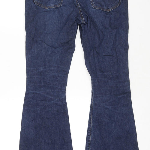 River Island Womens Blue Cotton Flared Jeans Size 12 L32 in Regular Zip