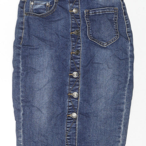 Jeans Wear Womens Blue Cotton A-Line Skirt Size XS Zip