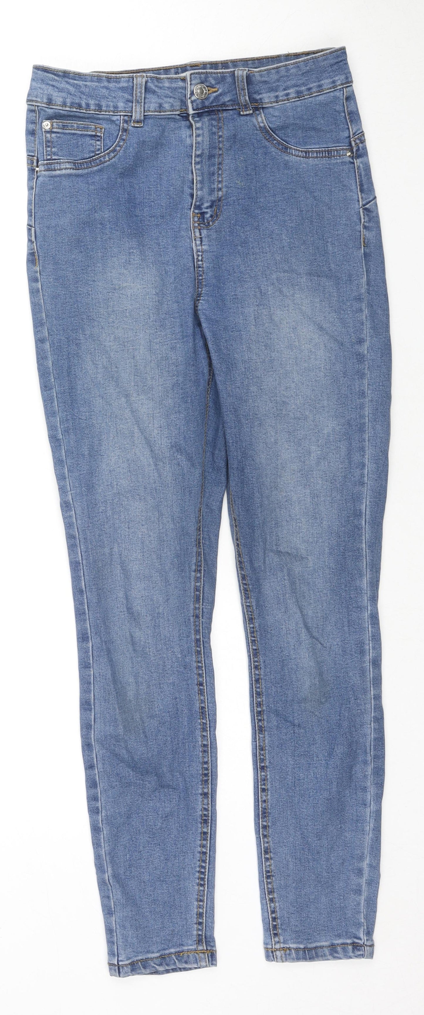 Denim & Co. Womens Blue Cotton Skinny Jeans Size 12 L27 in Regular Zip