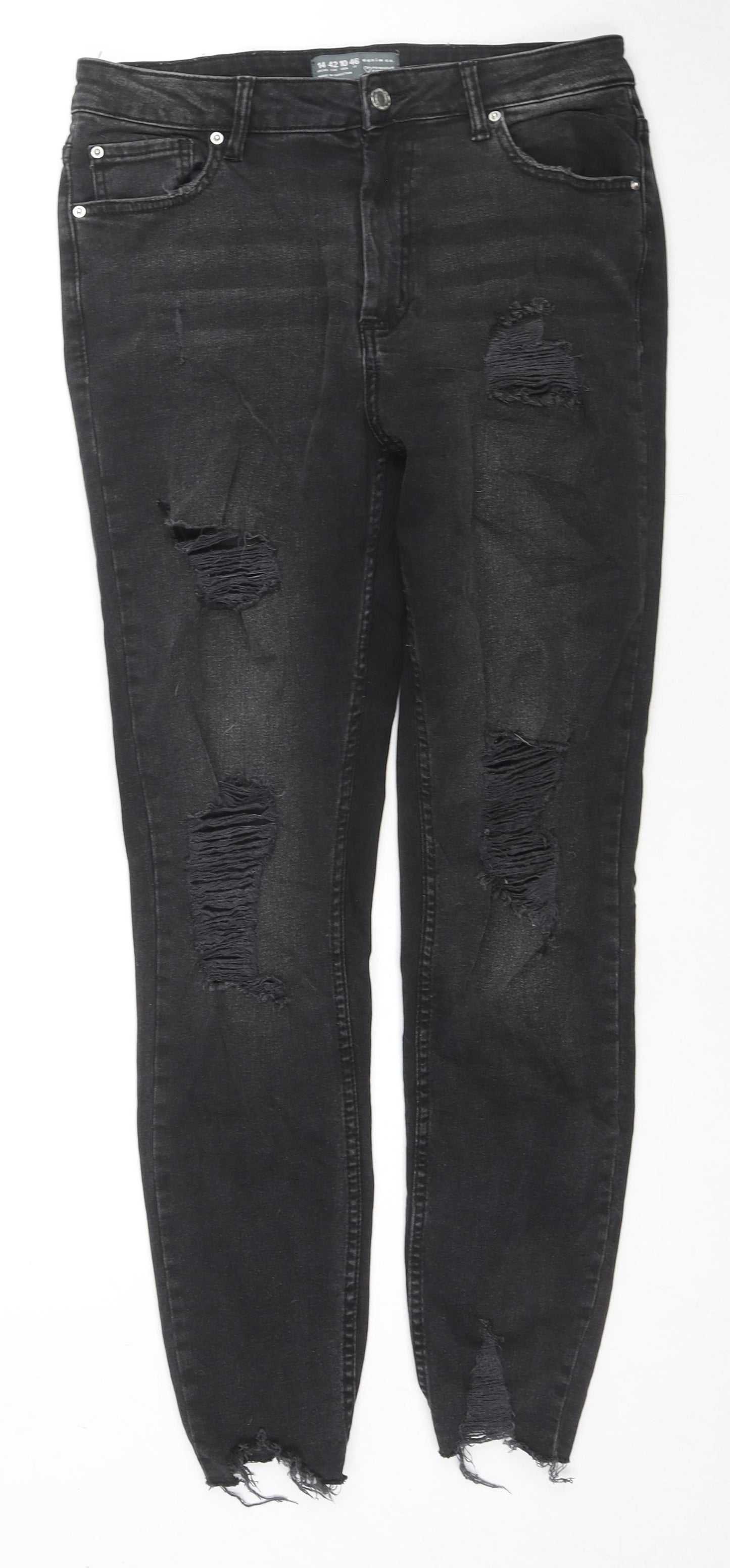 Denim & Co. Womens Blue Cotton Skinny Jeans Size 14 L27 in Regular Zip