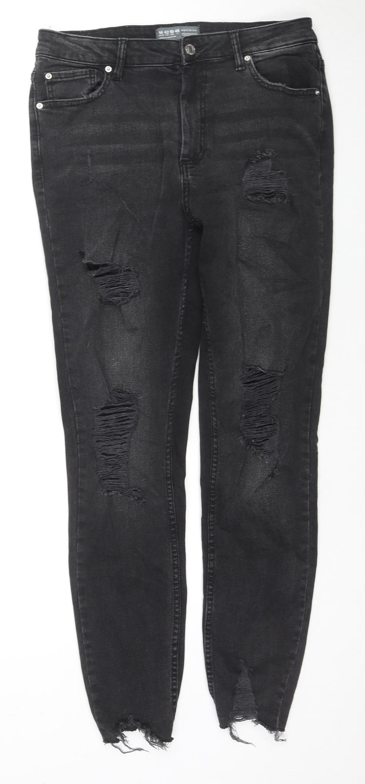 Denim & Co. Womens Blue Cotton Skinny Jeans Size 14 L27 in Regular Zip
