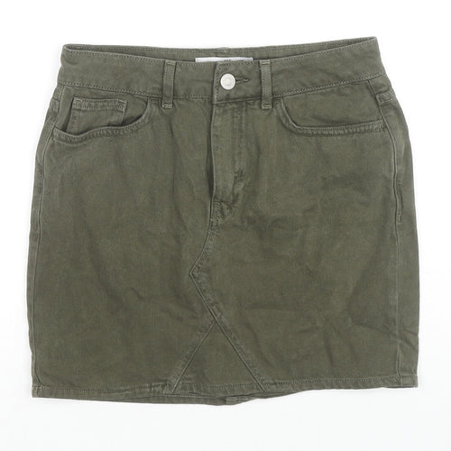 New Look Girls Green Cotton Mini Skirt Size 11 Years Regular Zip