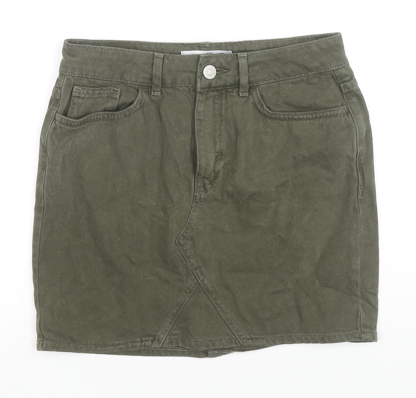 New Look Girls Green Cotton Mini Skirt Size 11 Years Regular Zip