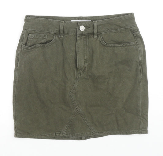New Look Girls Green Cotton Mini Skirt Size 11 Years Regular Zip