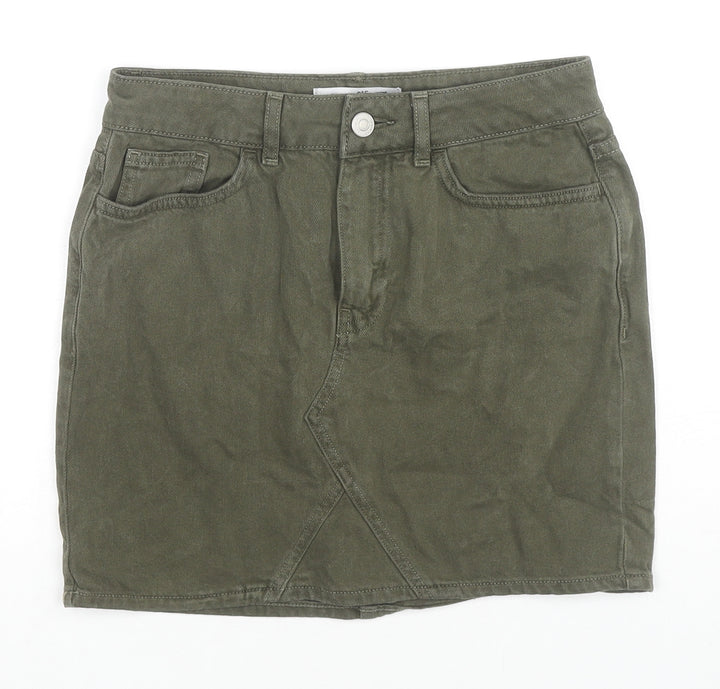 New Look Girls Green Cotton Mini Skirt Size 11 Years Regular Zip