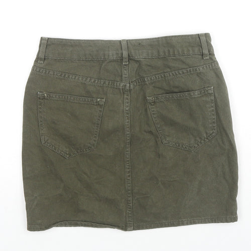New Look Girls Green Cotton Mini Skirt Size 11 Years Regular Zip