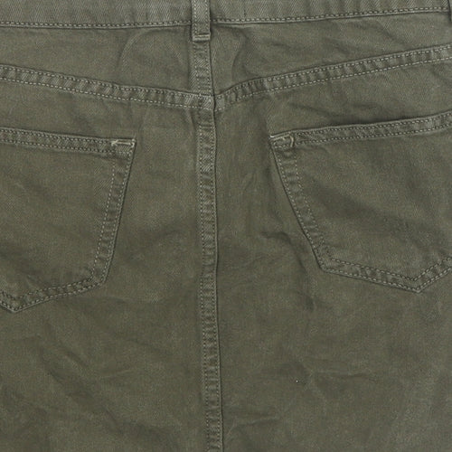 New Look Girls Green Cotton Mini Skirt Size 11 Years Regular Zip
