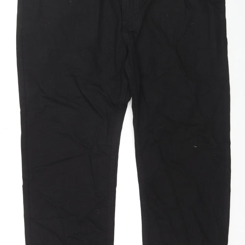 Marks and Spencer Mens Black Cotton Straight Jeans Size 42 in L27 in Regular Zip