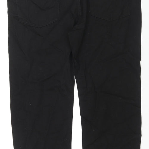 Marks and Spencer Mens Black Cotton Straight Jeans Size 42 in L27 in Regular Zip