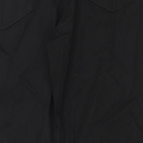 Marks and Spencer Mens Black Cotton Straight Jeans Size 42 in L27 in Regular Zip