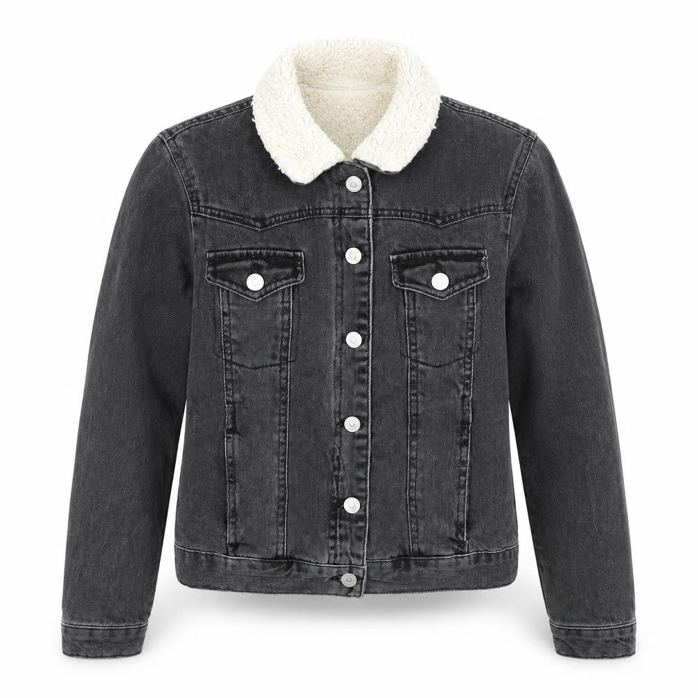 Front view of Topshop women’s black jacket, size UK 8, button