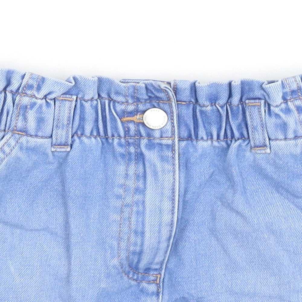 NEXT Girls Blue Cotton Mini Skirt Size 6 Years Regular Zip