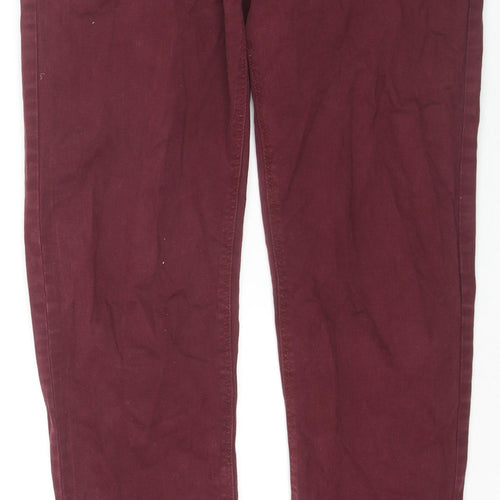 Reverse Womens Red Cotton Skinny Jeans Size 32 in L32 in Regular Zip