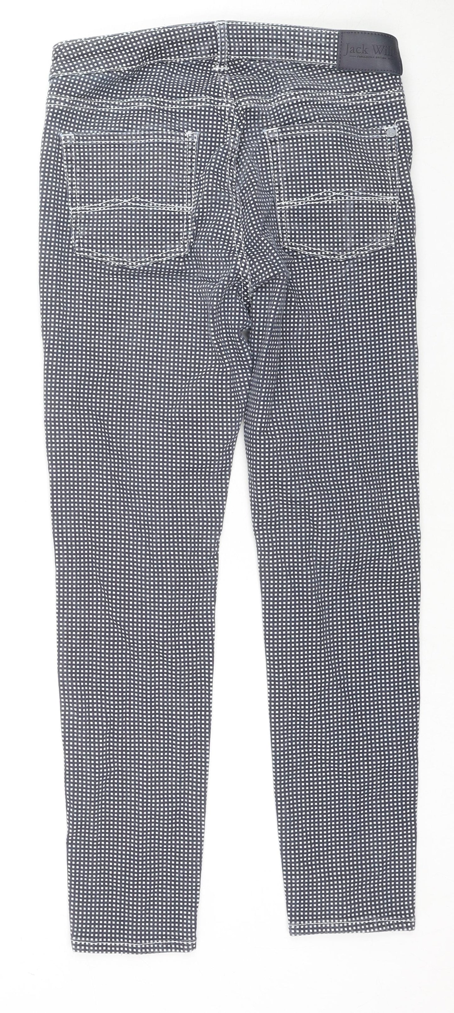 Jack Wills Womens Black Check Cotton Skinny Jeans Size 29 in L25 in Regular Zip