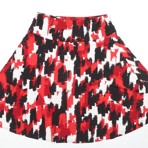 Damart Womens Red Geometric Polyester Flare Skirt Size 18
