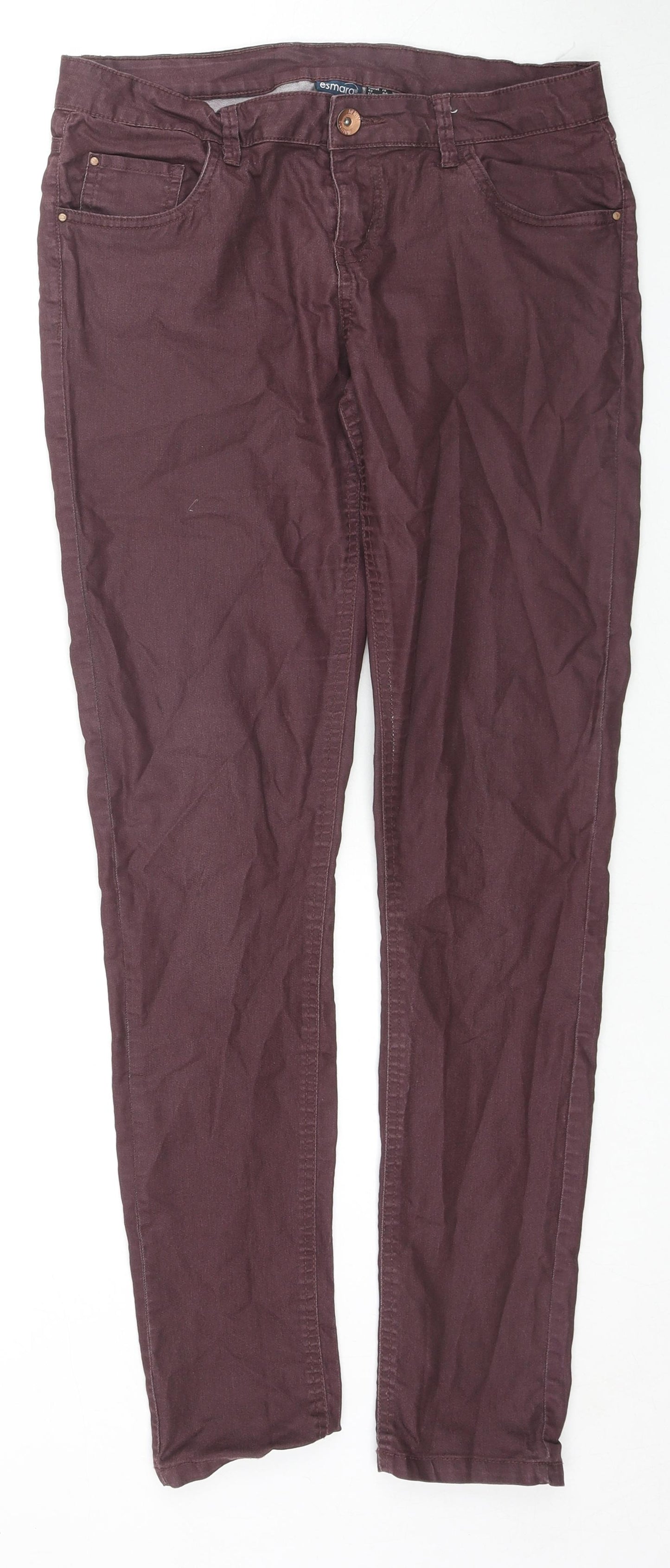 ESMARA Womens Red Cotton Skinny Jeans Size 16 L30 in Regular Zip