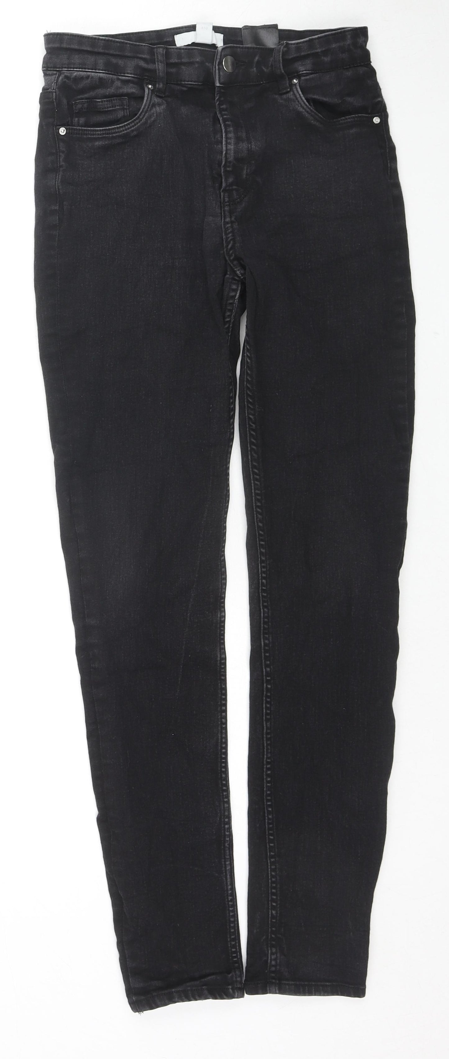 H&M Womens Black Cotton Skinny Jeans Size 10 L28 in Regular Zip