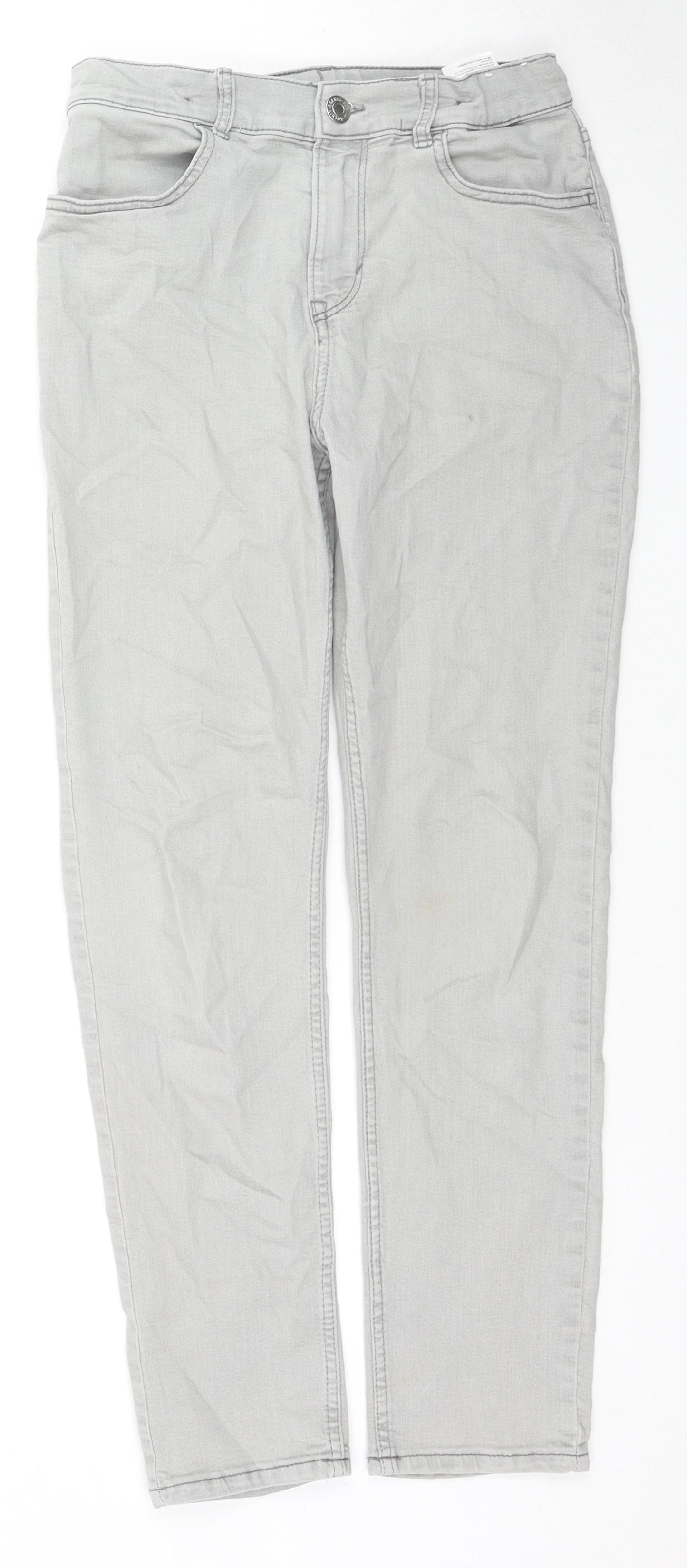 H&M Boys Grey Cotton Skinny Jeans Size 12-13 Years L26 in Slim Zip - Adjustable Waist