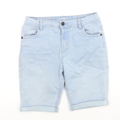 Denim & Co. Boys Blue Cotton Bermuda Shorts Size 11-12 Years L9 in Regular Zip