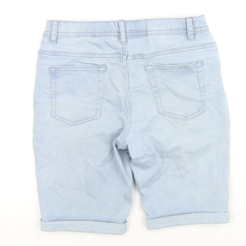 Denim & Co. Boys Blue Cotton Bermuda Shorts Size 11-12 Years L9 in Regular Zip