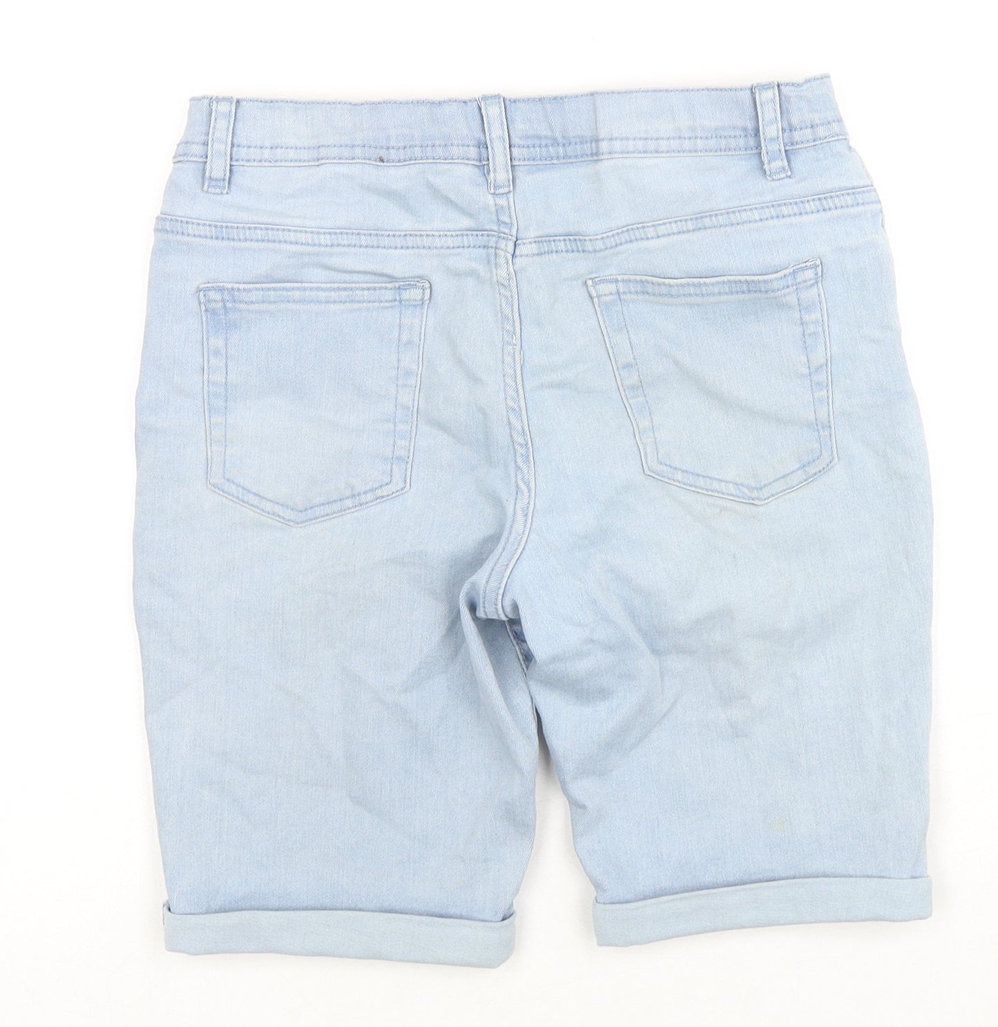 Denim & Co. Boys Blue Cotton Bermuda Shorts Size 11-12 Years L9 in Regular Zip