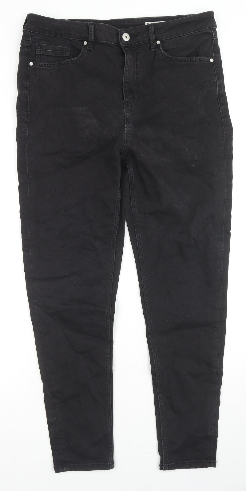 Marks and Spencer Womens Black Cotton Skinny Jeans Size 4 L27 in Regular Zip