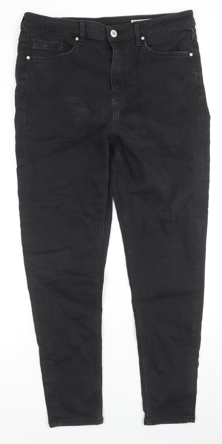 Marks and Spencer Womens Black Cotton Skinny Jeans Size 4 L27 in Regular Zip