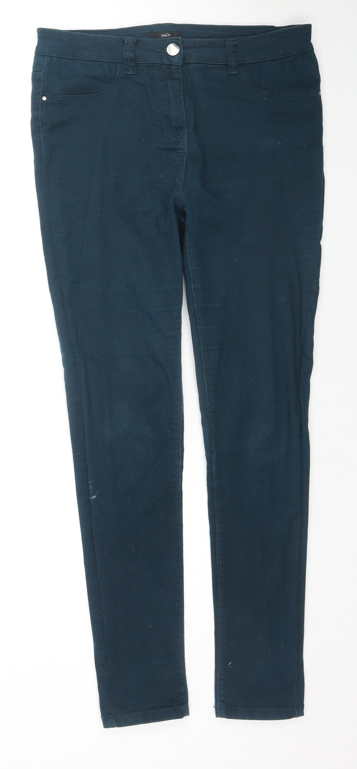M&Co Womens Blue Cotton Skinny Jeans Size 12 L27 in Regular Zip