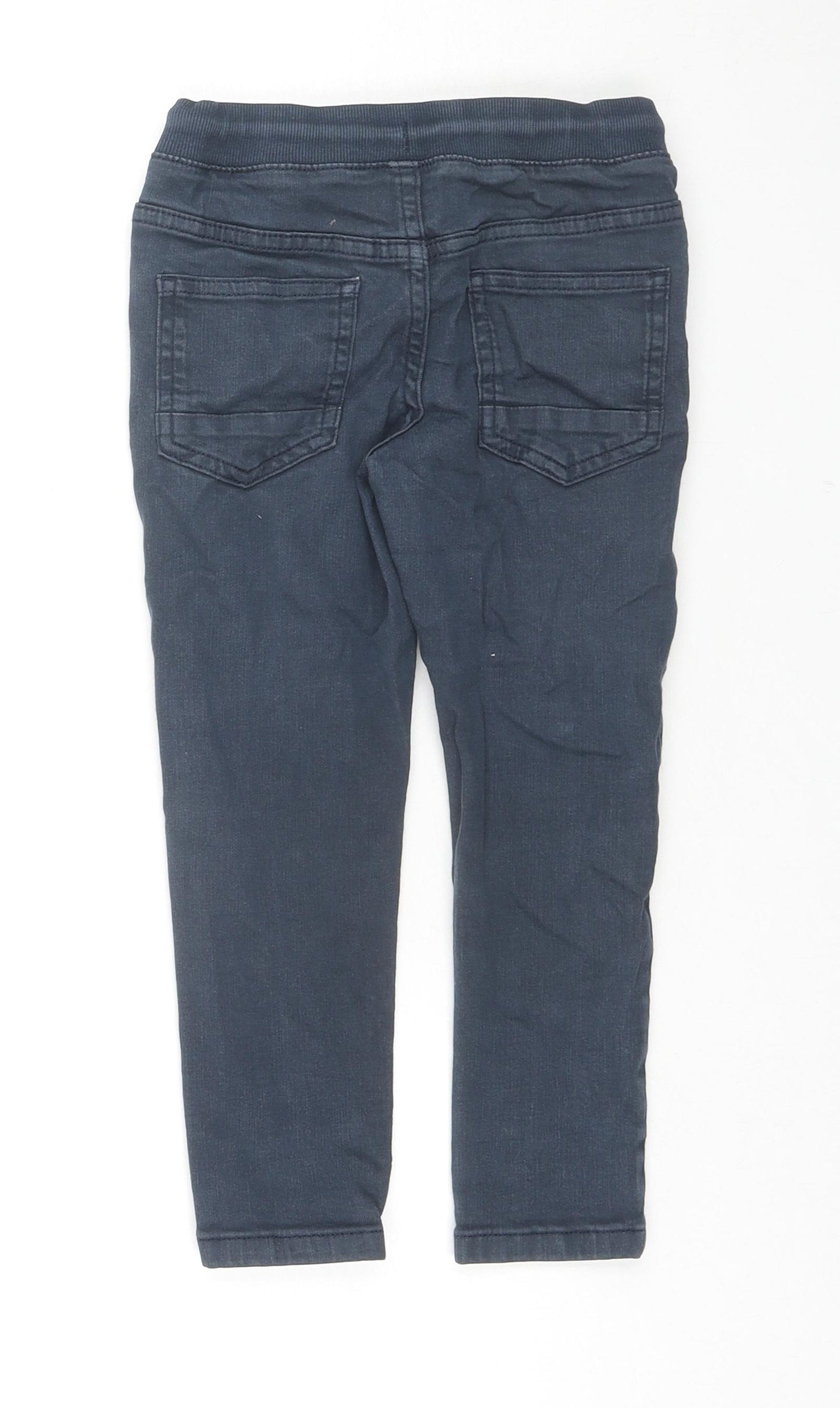 Marks and Spencer Boys Blue Cotton Skinny Jeans Size 4-5 Years Regular Drawstring