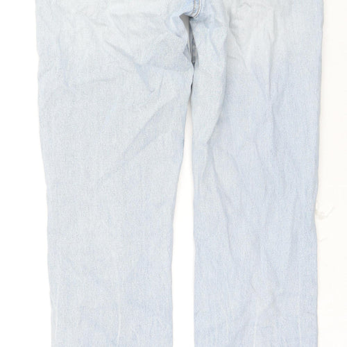Bershka Womens Blue Cotton Straight Jeans Size 30 L29 in Regular Zip