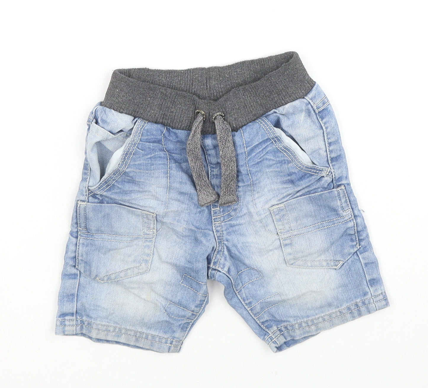 George Boys Blue Cotton Bermuda Shorts Size 2-3 Years Regular Drawstring