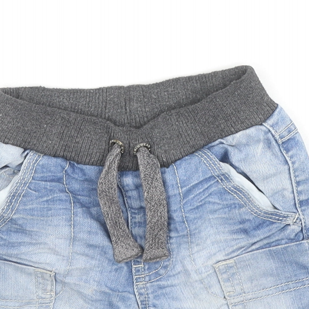 George Boys Blue Cotton Bermuda Shorts Size 2-3 Years Regular Drawstring