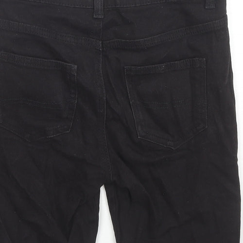 Denim & Co. Boys Black Cotton Bermuda Shorts Size 11-12 Years L8 in Regular Zip