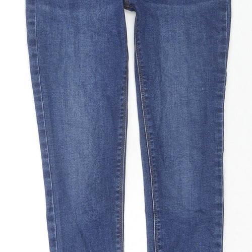Denim & Co. Girls Blue Cotton Skinny Jeans Size 10-11 Years L24 in Regular Zip - Adjustable Waist