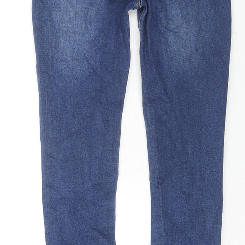 Denim & Co. Girls Blue Cotton Skinny Jeans Size 10-11 Years L24 in Regular Zip - Adjustable Waist