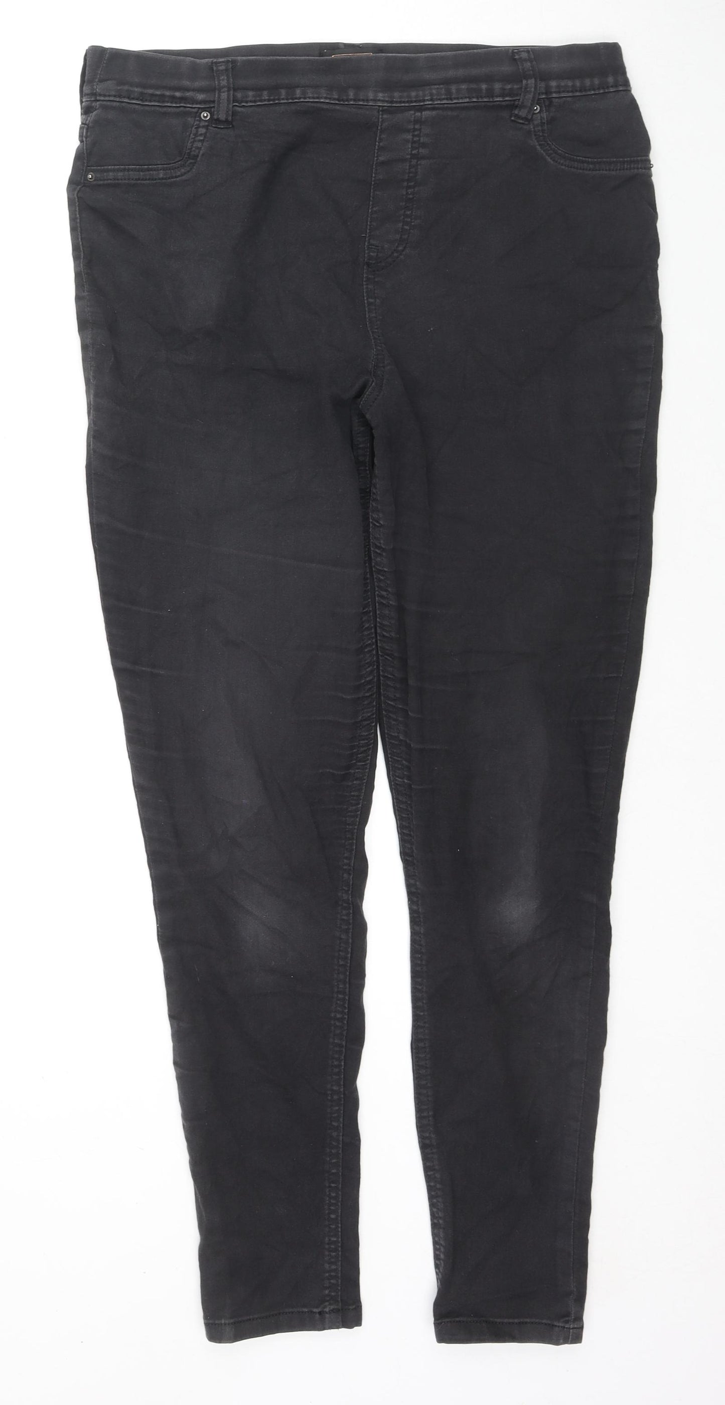 F&F Womens Black Cotton Jegging Jeans Size 16 L28 in Regular