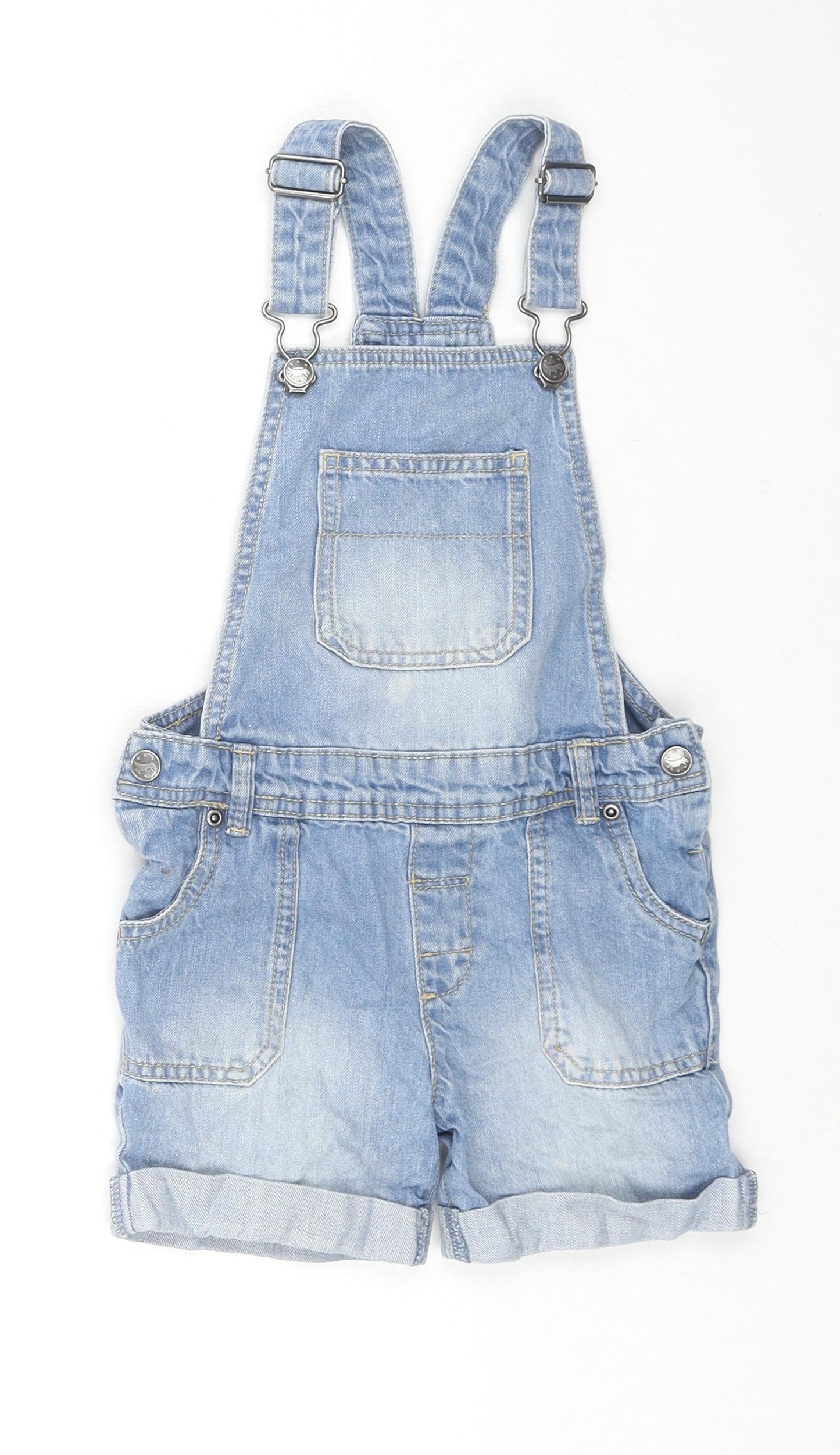 Nutmeg Girls Blue Cotton Dungaree One-Piece Size 3-4 Years L3 in Snap